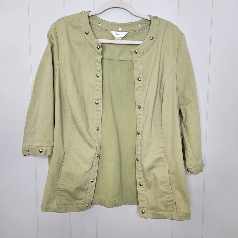 Cj Banks 1X Jacket Cover Up Avacado Hook Fastners Women's